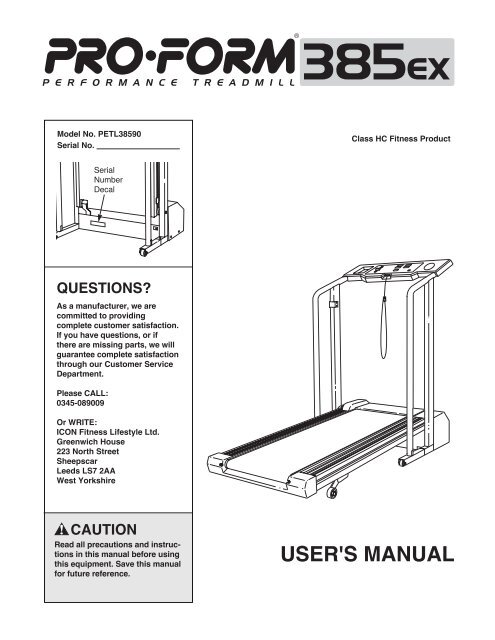 petl38590 - proform 385ex - Fitness Equipment