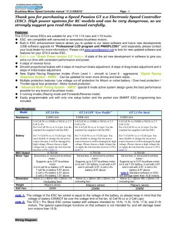 Brushless Motor Speed Controller manual âV1.3 ... - ESHOP-rychle