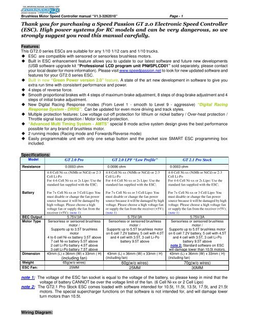 Brushless Motor Speed Controller manual â€œV1.3 ... - ESHOP-rychle