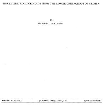 thiolliericrinid crinoids from the lower cretaceous of crimea