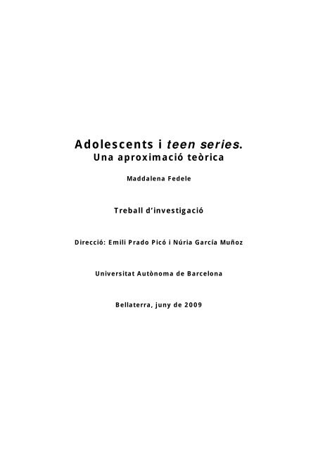 Adolescents i teen series. Una aproximaciÃ³ teÃ²rica - griss