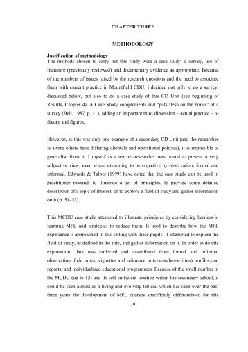 CHAPTER THREE METHODOLOGY Justification of methodology ...