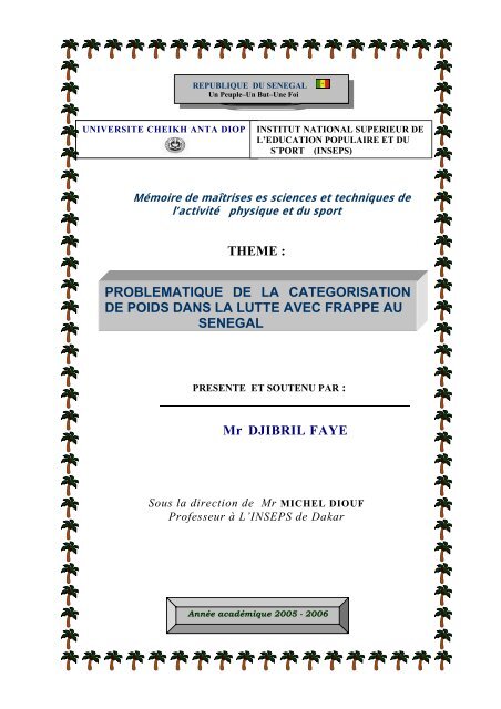 ProblÃ©matique de la catÃ©gorisation de poids dans la lutte ... - BEEP