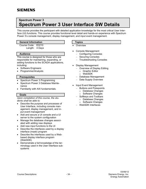 Spectrum Power 3 Programming - Siemens