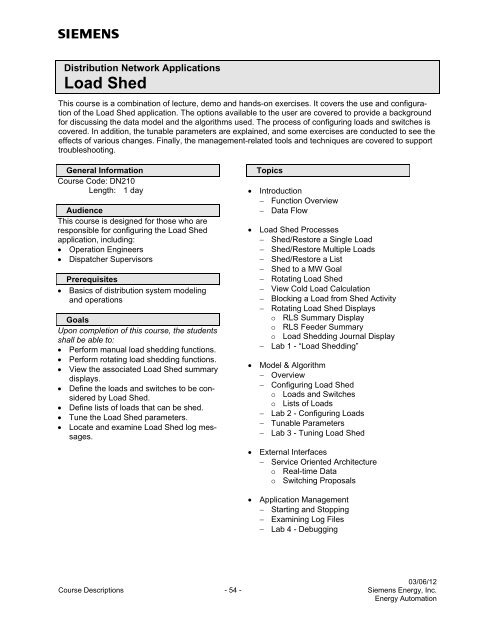 Spectrum Power 3 Programming - Siemens