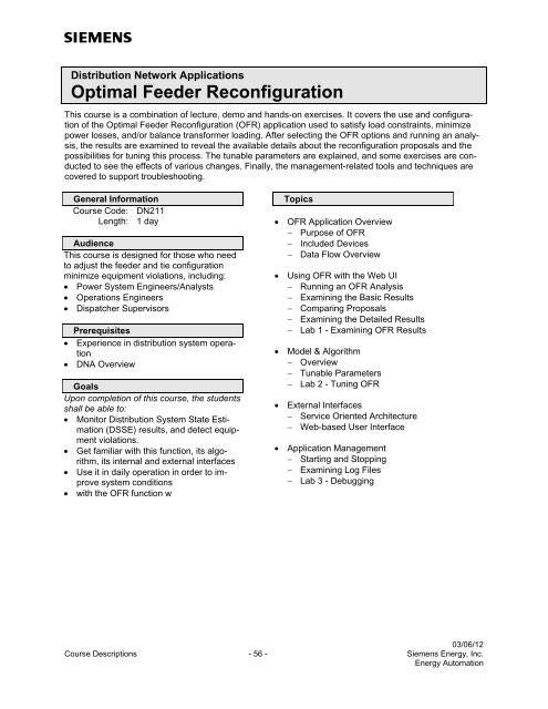 Spectrum Power 3 Programming - Siemens