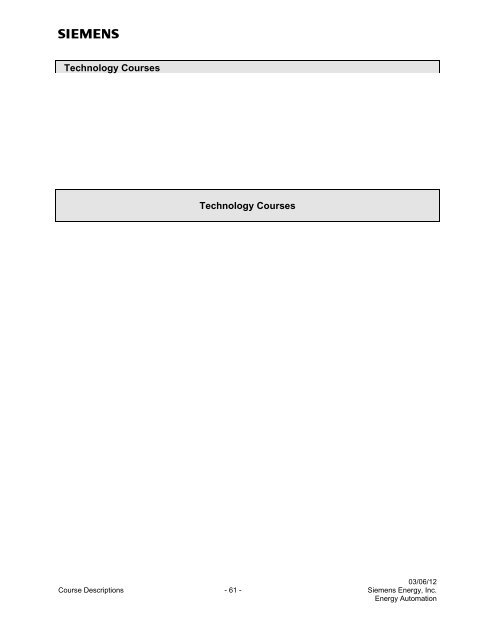 Spectrum Power 3 Programming - Siemens