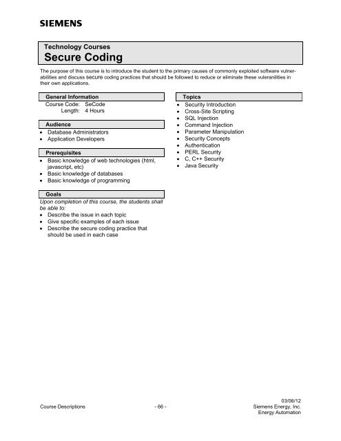 Spectrum Power 3 Programming - Siemens