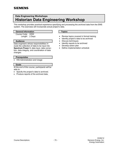 Spectrum Power 3 Programming - Siemens