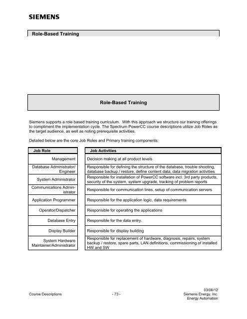 Spectrum Power 3 Programming - Siemens