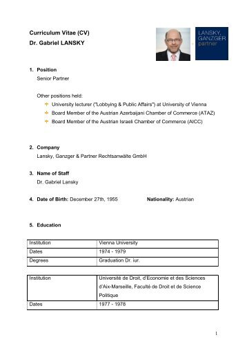 Curriculum Vitae (CV) Dr. Gabriel LANSKY