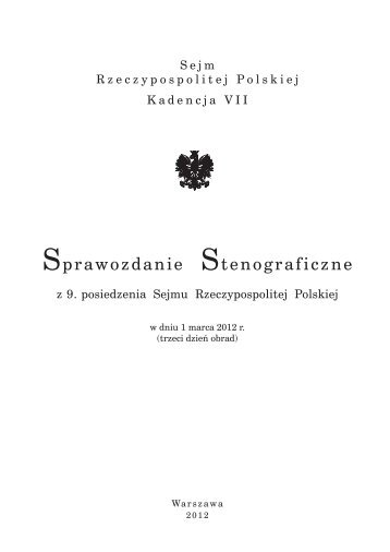 Sprawozdanie Stenograficzne - Sejm Rzeczypospolitej Polskiej