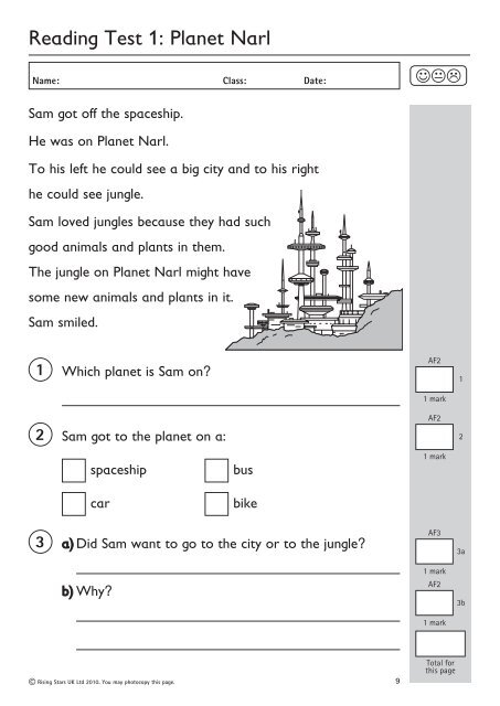 Reading Test 1: Planet Narl - Rising Stars