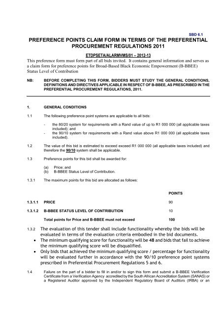 SCM-Bid documents SBD 6.1 - ETDP Seta