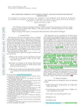 arXiv:0802.0303v1 [astro-ph] 4 Feb 2008