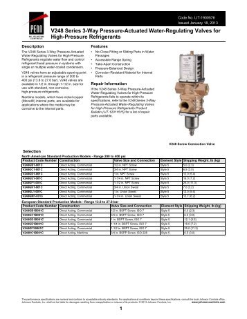V248 Series 3-Way Pressure-Actuated Water-Regulating Valves for ...