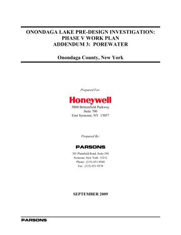 phase v work plan addendum 3: porewater - Onondaga Lake Cleanup