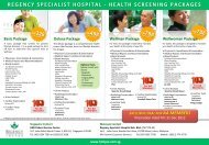 regency specialist hospital -â health screening packages