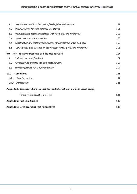 Irish Shipping and Ports Requirements for the Ocean Energy Industry