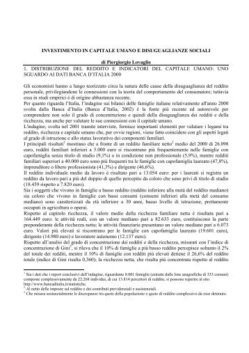 INVESTIMENTO IN CAPITALE UMANO E DISUGUAGLIANZE ...