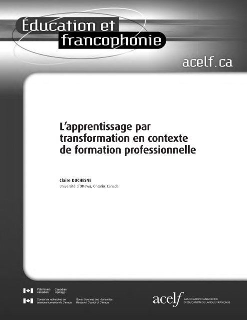 L'apprentissage par transformation en contexte de formation ...