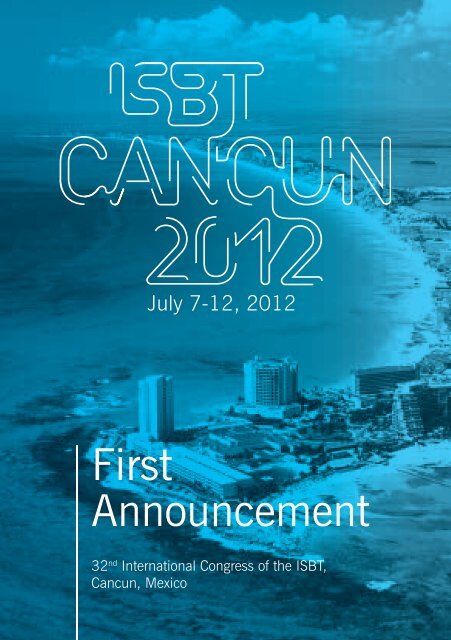 First Announcement International Society For Blood Transfusion - 