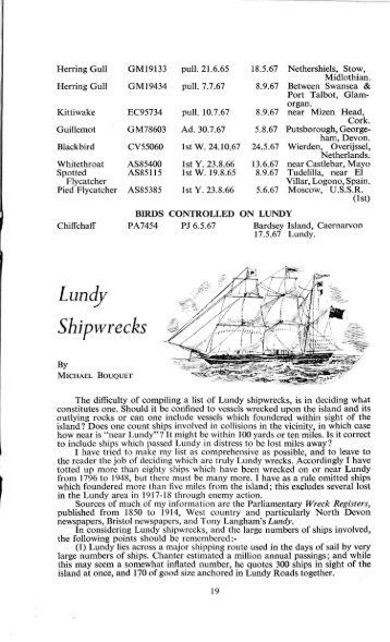 Lunc!J Shipwrecks - Lundy