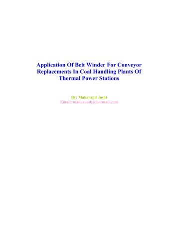 Application Of Belt Winder For Conveyor Replacements In Coal ...