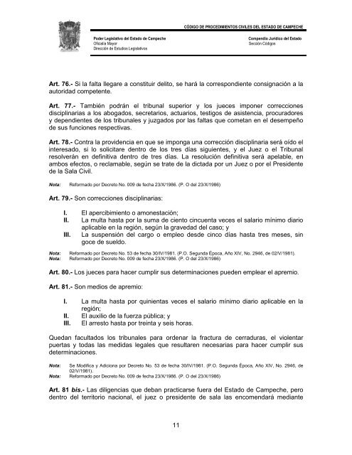 CÃ³digo de Procedimientos Civiles del Estado de Campeche