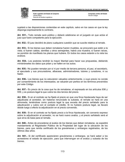 CÃ³digo de Procedimientos Civiles del Estado de Campeche