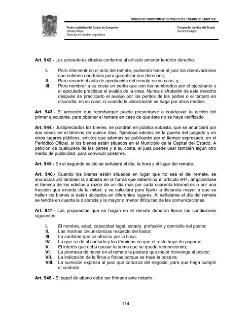 CÃ³digo de Procedimientos Civiles del Estado de Campeche