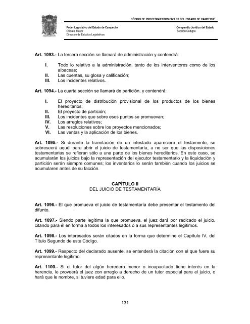 CÃ³digo de Procedimientos Civiles del Estado de Campeche