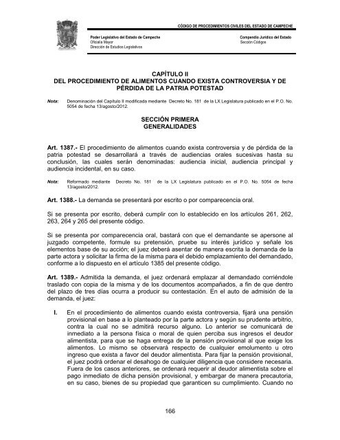 CÃ³digo de Procedimientos Civiles del Estado de Campeche