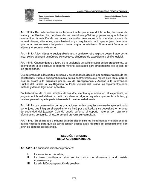 CÃ³digo de Procedimientos Civiles del Estado de Campeche