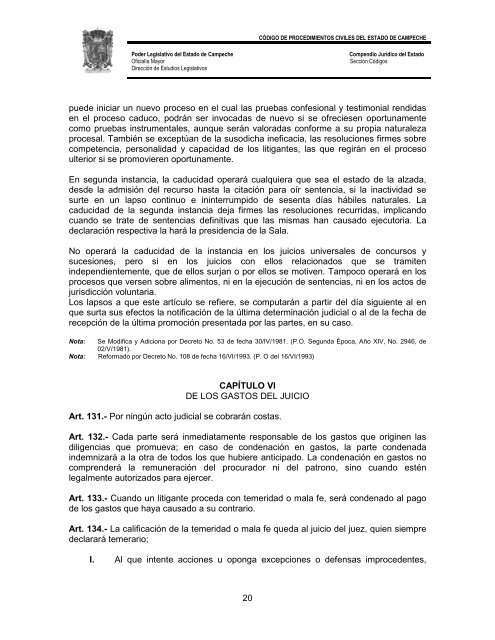 CÃ³digo de Procedimientos Civiles del Estado de Campeche