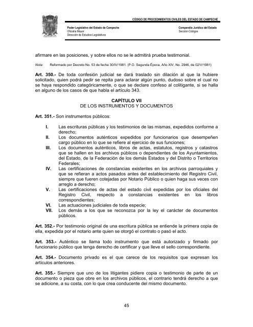 CÃ³digo de Procedimientos Civiles del Estado de Campeche