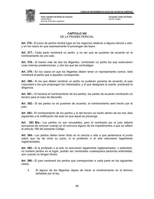 CÃ³digo de Procedimientos Civiles del Estado de Campeche