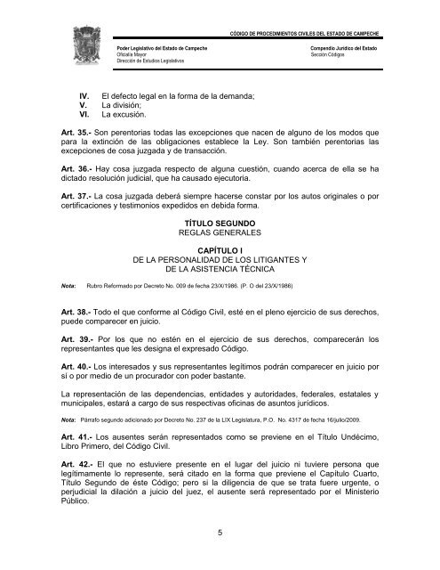 CÃ³digo de Procedimientos Civiles del Estado de Campeche