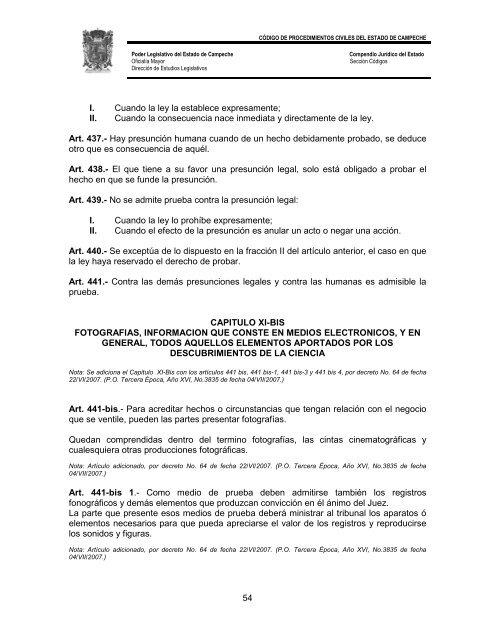 CÃ³digo de Procedimientos Civiles del Estado de Campeche