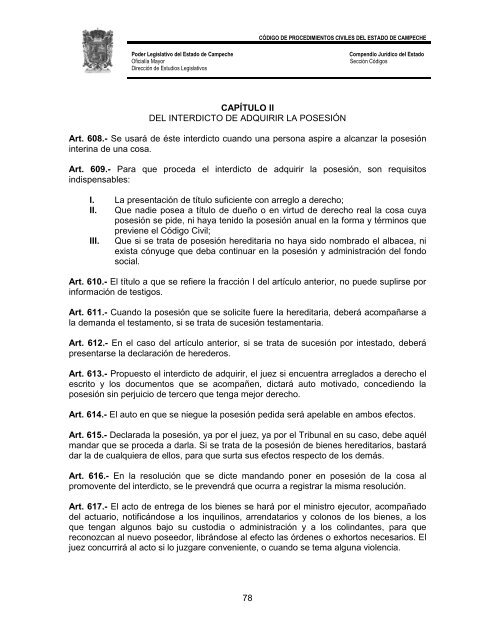 CÃ³digo de Procedimientos Civiles del Estado de Campeche