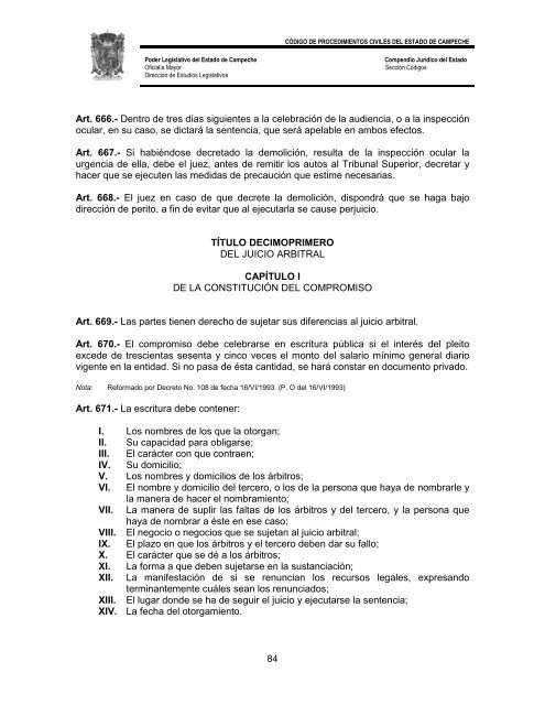 CÃ³digo de Procedimientos Civiles del Estado de Campeche