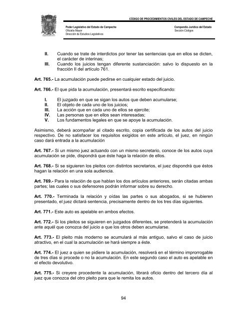 CÃ³digo de Procedimientos Civiles del Estado de Campeche