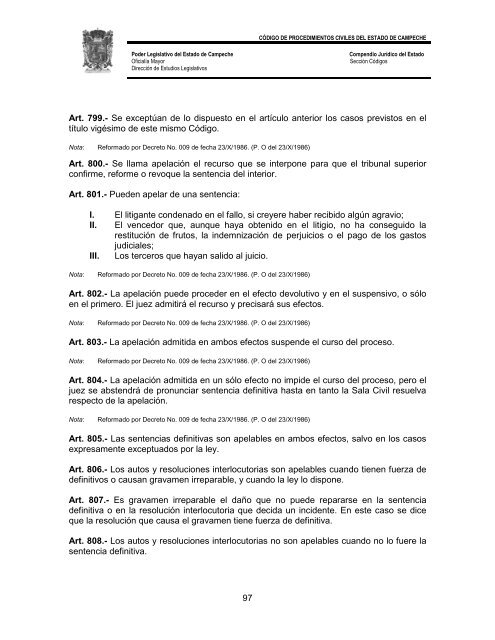 CÃ³digo de Procedimientos Civiles del Estado de Campeche