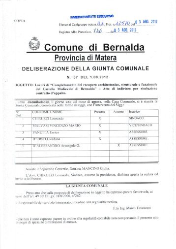 DELIBERA DI G.C. N. 67.pdf - Comune di Bernalda