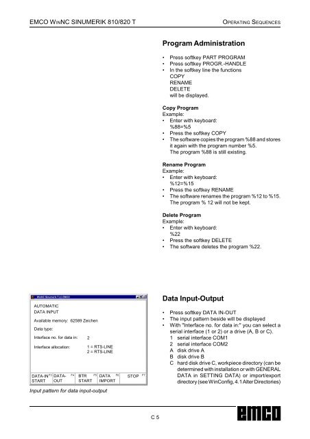 EMCO WinNC SINUMERIK 810/820 T Software Description ...