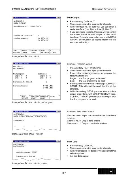 EMCO WinNC SINUMERIK 810/820 T Software Description ...