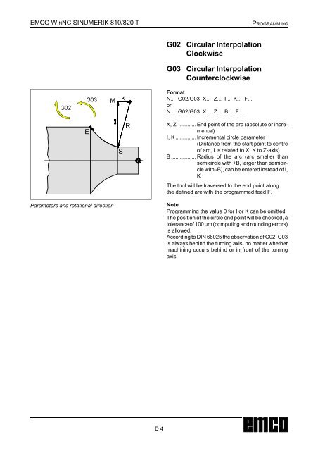 EMCO WinNC SINUMERIK 810/820 T Software Description ...