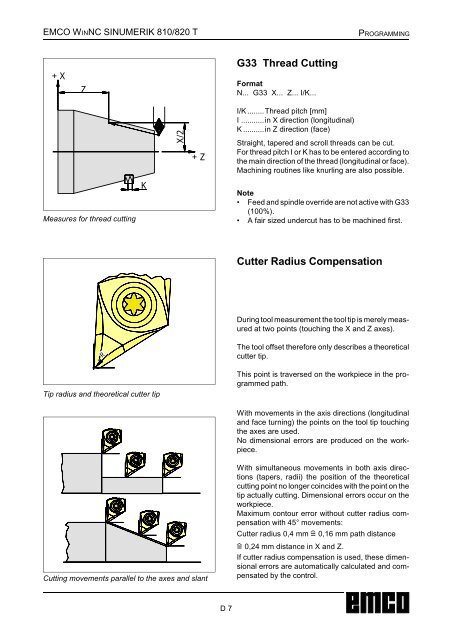 EMCO WinNC SINUMERIK 810/820 T Software Description ...