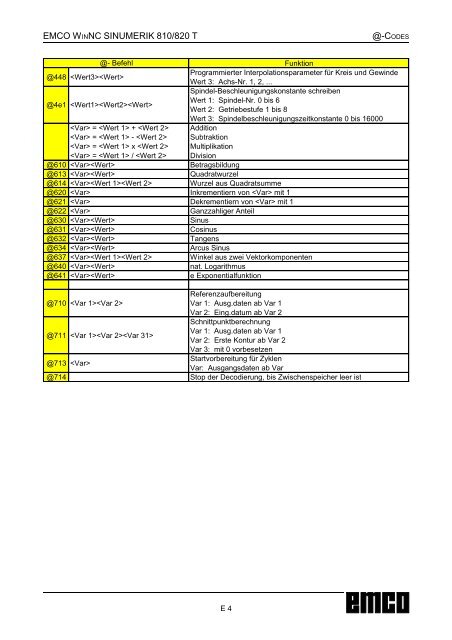 EMCO WinNC SINUMERIK 810/820 T Software Description ...