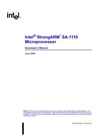 Intel StrongARM SA-1110 Microprocessor - heeltoe.com